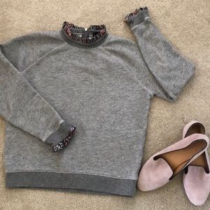 Ruffle neck sweatshirt